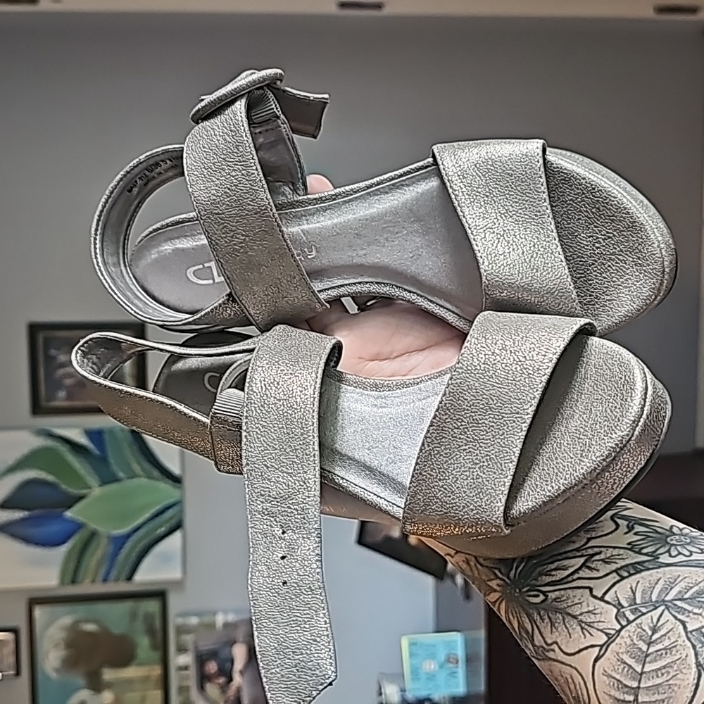 Textured Silver Heels